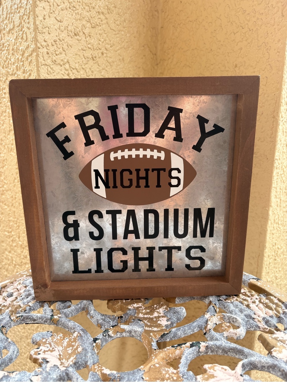 Friday Nights & Stadium Lights Wood and Metal Sign 🏈